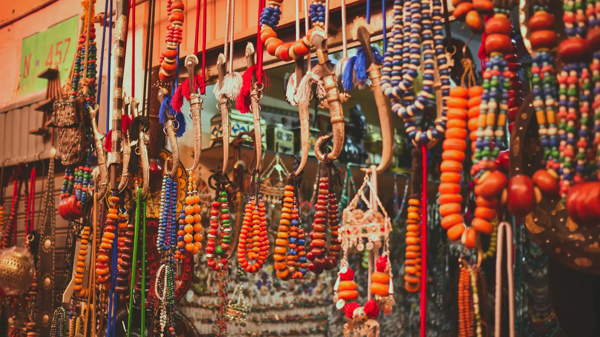 Vibrant Moroccan Beads and Handicrafts in Agadir desert tours Market